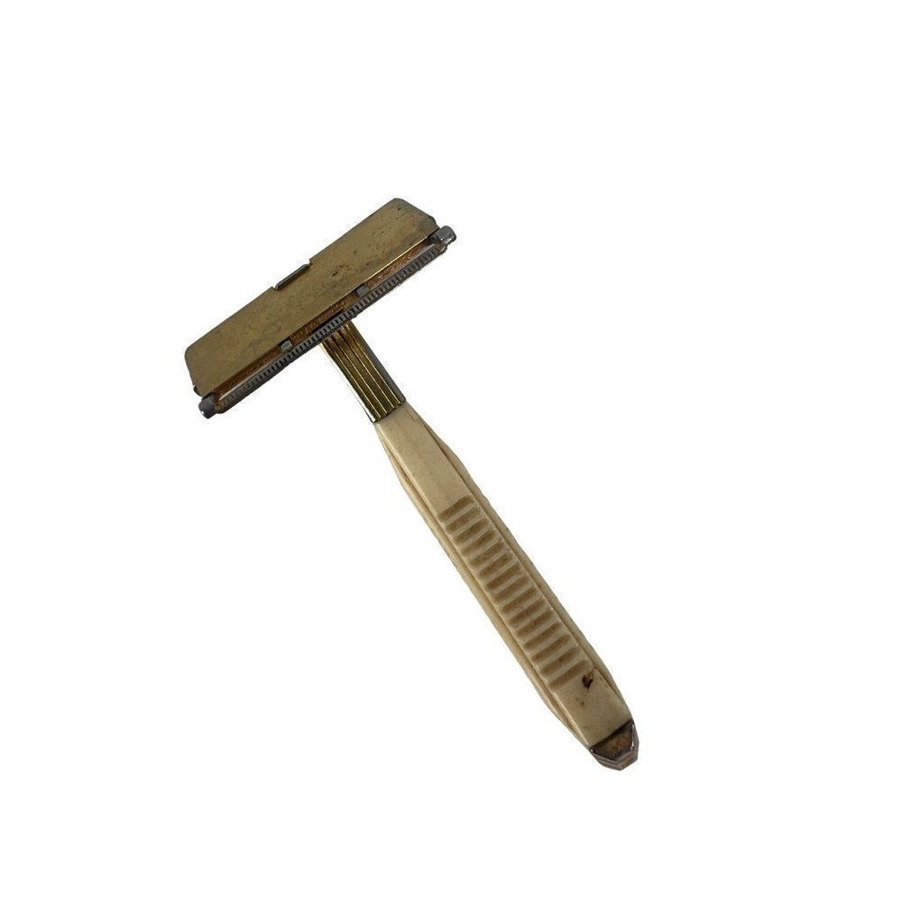 Vintage Gem Razor White Handle Featherweight